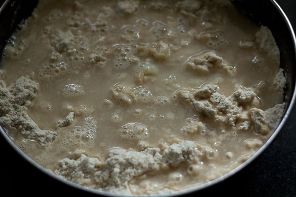 adding water to flour