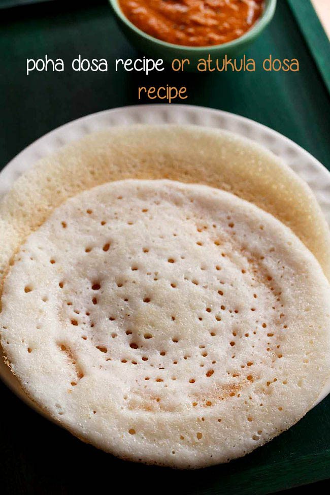 poha dosa served on a white plate