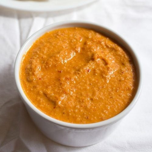 sesame chutney in a white bowl