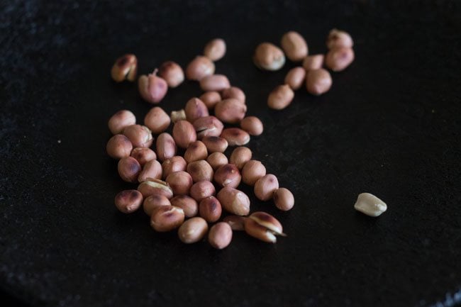 roasting peanuts for sesame chutney 