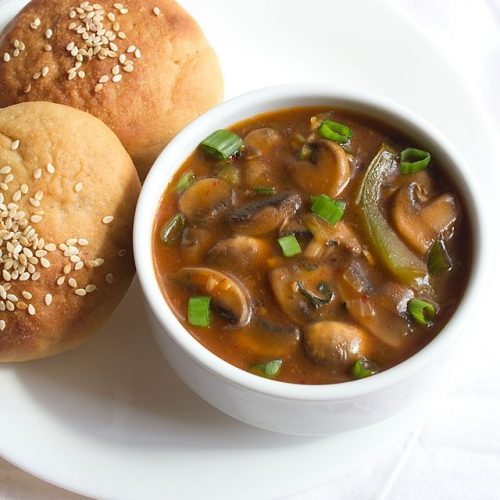chilli mushroom recipe, chilli mushroom gravy recipe