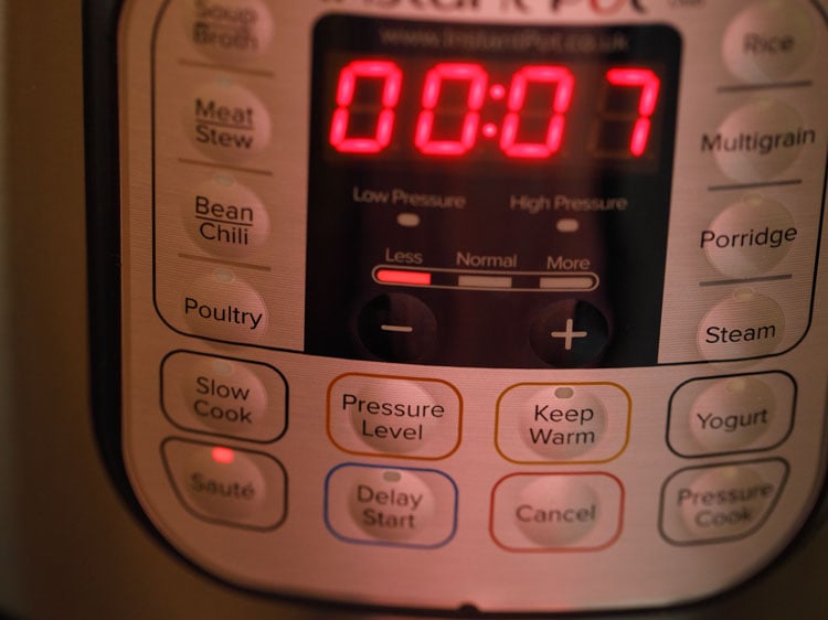 switching on instant pot