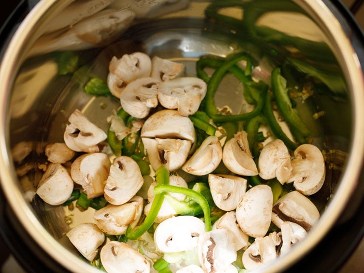 adding chopped mushrooms to instant pot