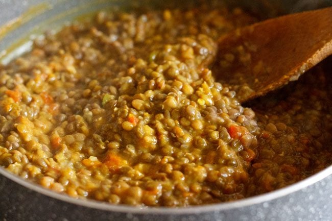 red lentils mixed well with the tomato masala paste. 