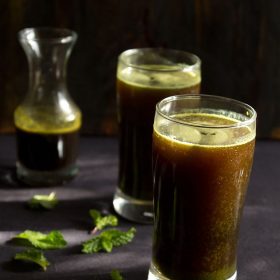 mint juice served in glasses.