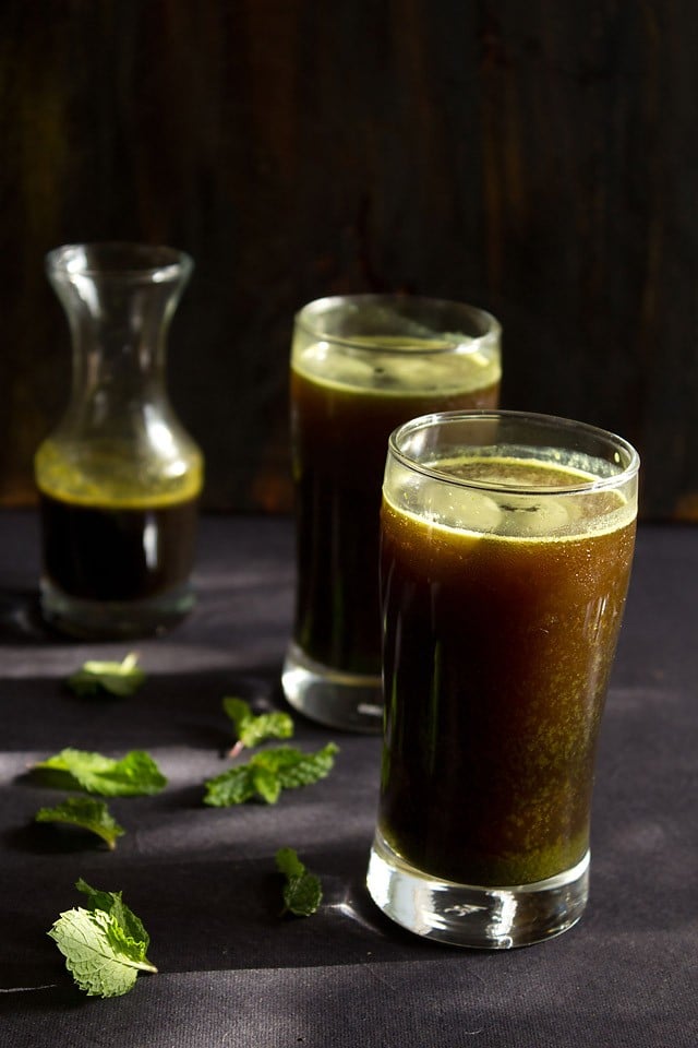 mint juice served in glasses.