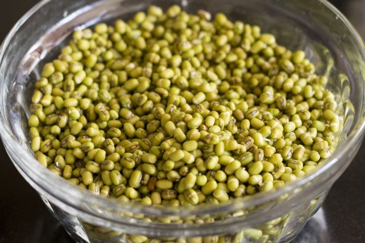 soaked green gram in bowl