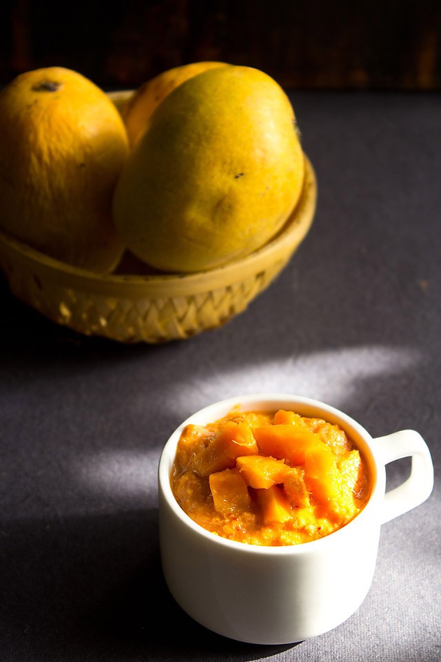 sweet mango chutney recipe, quick mango chutney with ripe mangoes
