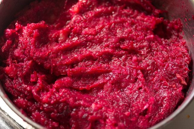 mixing the beetroot cutlet mixture