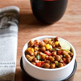 kala chana chaat served in a bowl