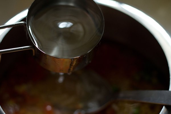 water being added in the pressure cooker