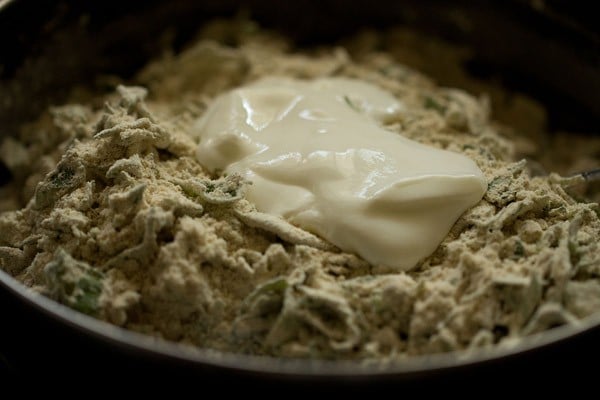 curd on top of the mixed flours