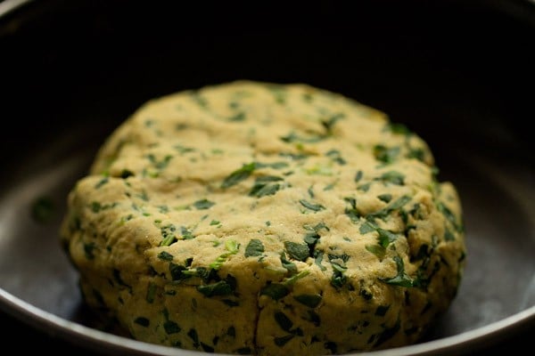 dough kneaded to a soft smooth ball for methi thepla recipe