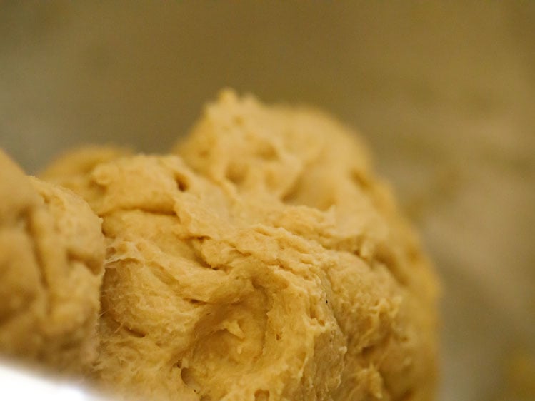 dough being kneaded in stand mixer