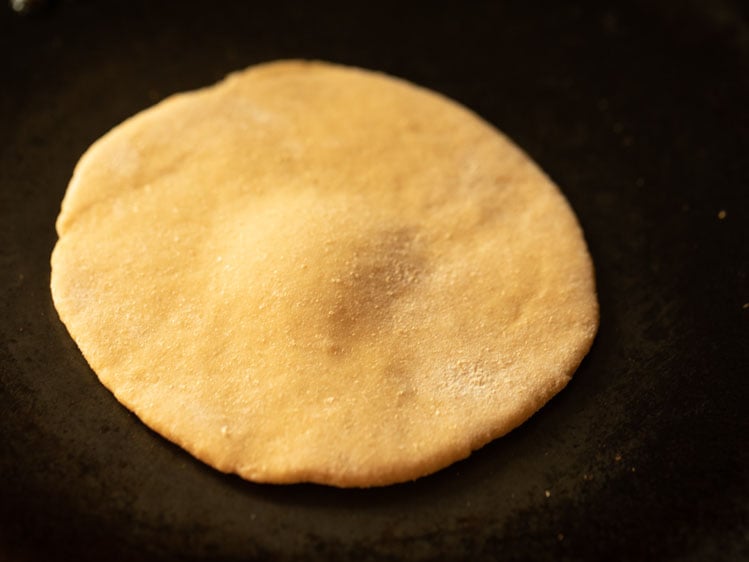 disc beginning to puff up on the skillet