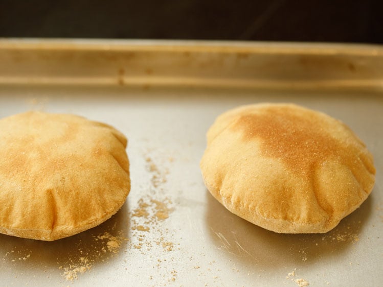 puffed up oven baked pita breads