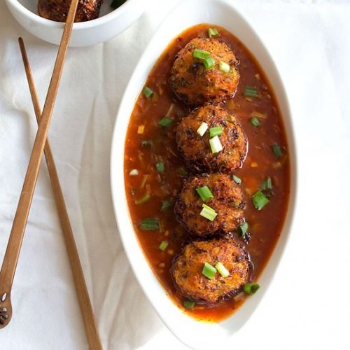 veg balls recipe in hot garlic sauce