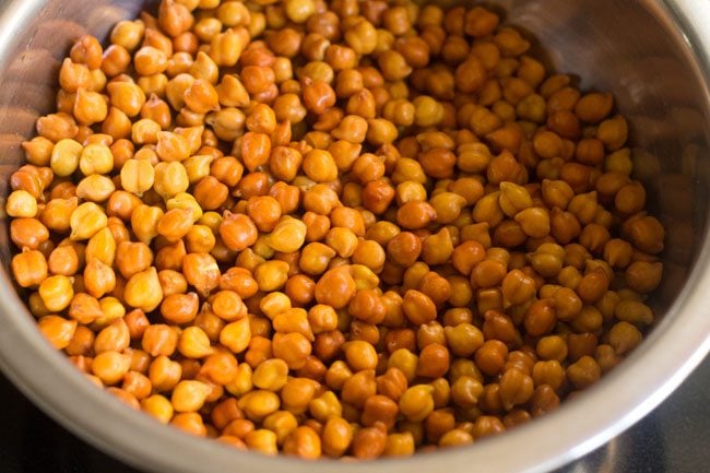 water drained from black chickpeas