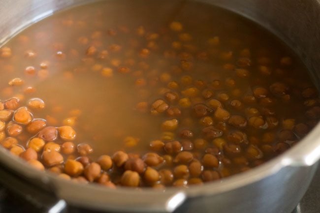 pressure cooked black chickpeas