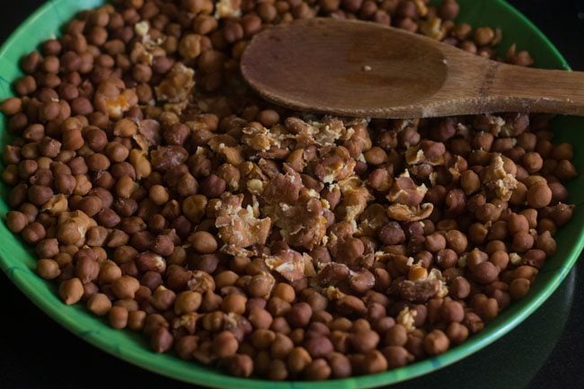 cooked black chickpeas on a plate