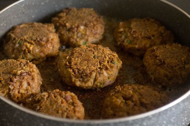 frying shami kabab