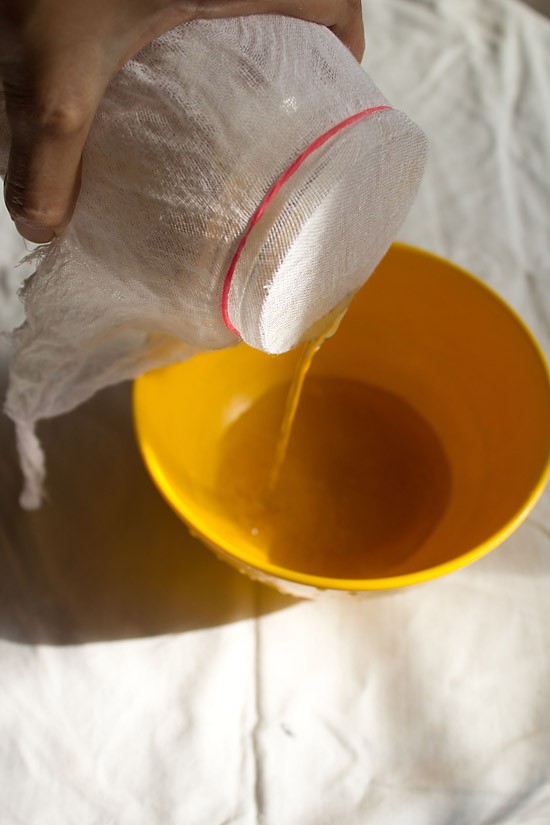 draining water from the jar.