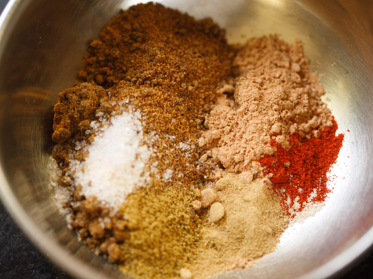 spice powders and salt in a bowl