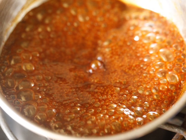 sweet chutney mixture boiling