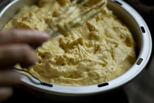 batter poured in the greased pan