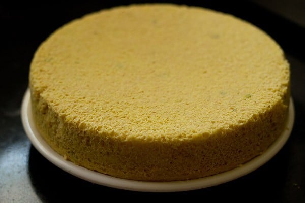 steamed khaman dhokla on the plate