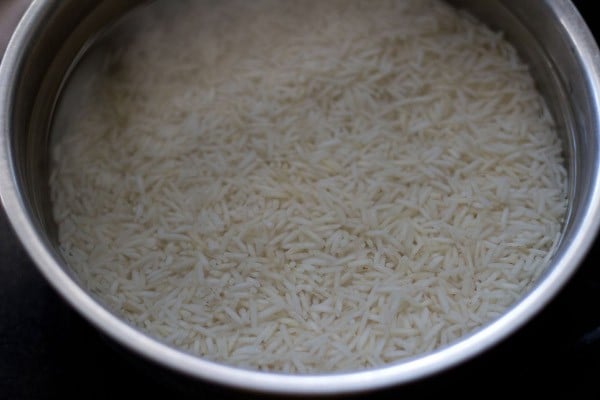 rice soaking in water