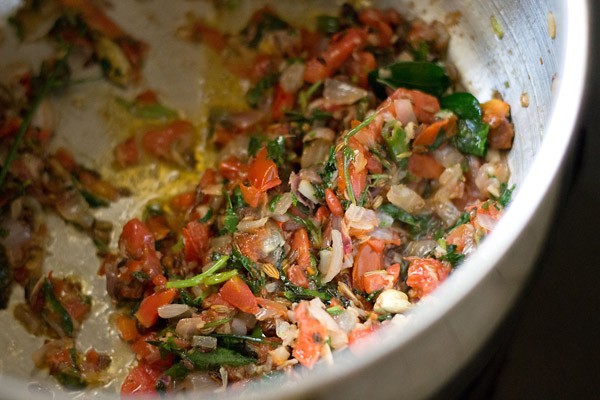 tomatoes cooked until soft in the pot