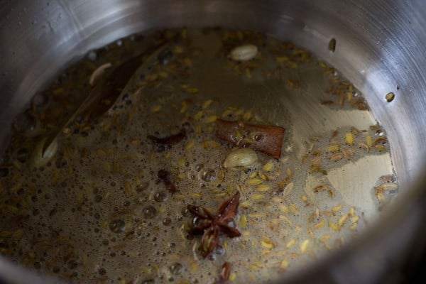 spices frying in oil