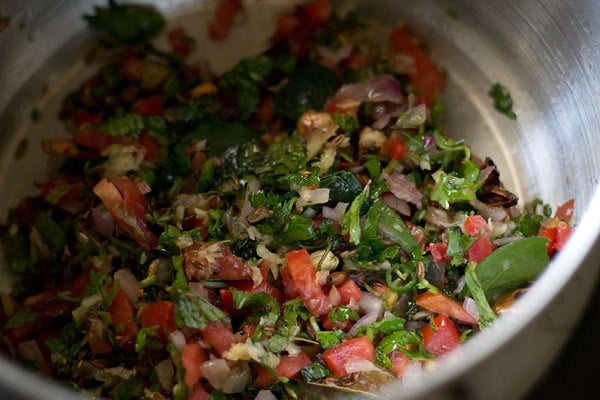 tomatoes, herbs mixed with oil