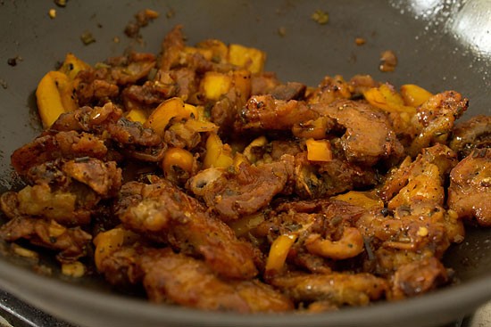 add fried mushrooms to make mushroom manchurian recipe