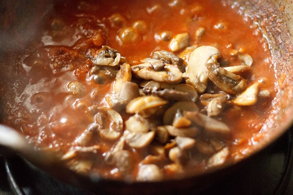 sautéed mushrooms added to the gravy