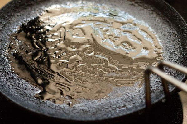 ghee heating on the tawa