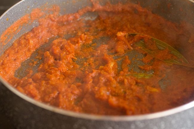 frying masala in pan for aloo gobi matar