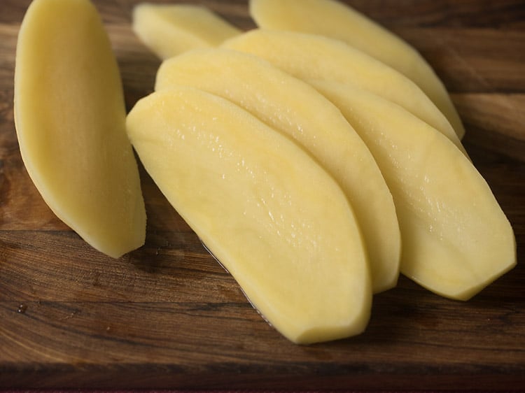 peeled potato sliced thinly