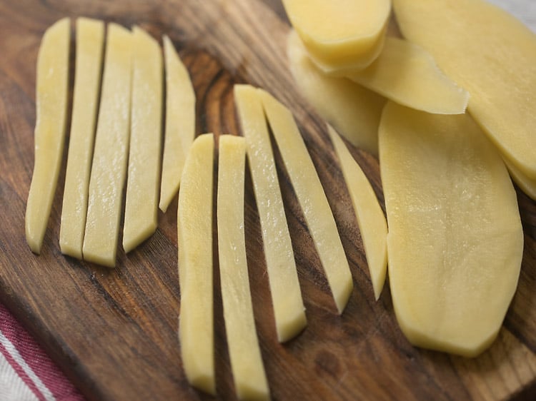 raw potato slices for making french fries at home