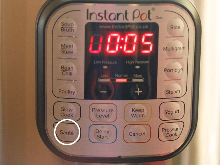 Press the saute button on the instant pot on normal mode