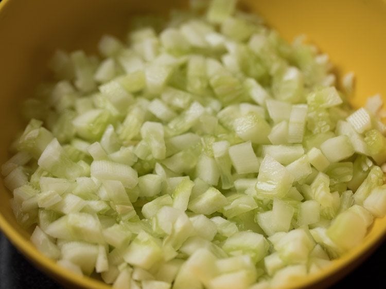 chopped cucumbers in a bowl