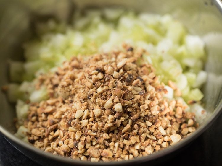 crushed peanuts added to cucumber