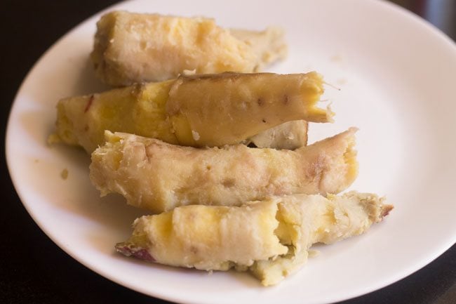 peeled, boiled and cooled sweet potatoes.