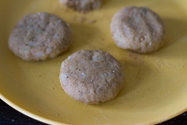 making patties from potato mixture 