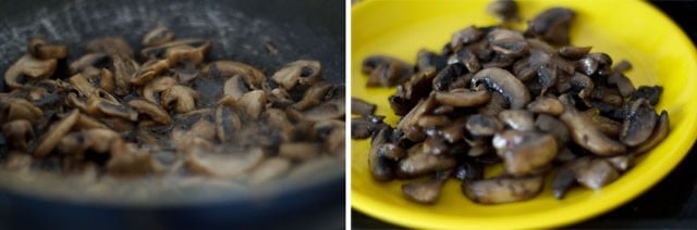 sautéing chopped mushrooms 