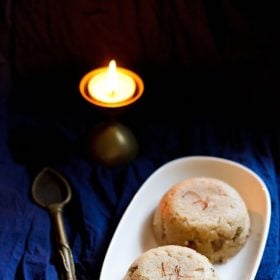 banana halwa served on a platter.