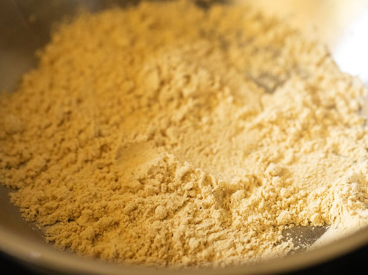 roasted gram flour in a pan