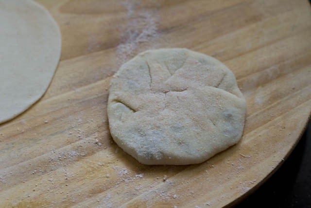 rolling kachori dough again