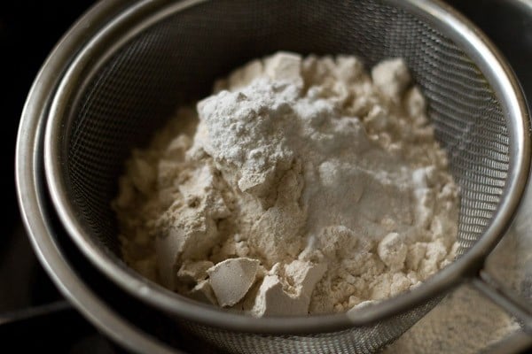 dry ingredients in a seive